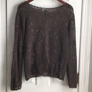 J.Jill Olive Fishnet Cardigan